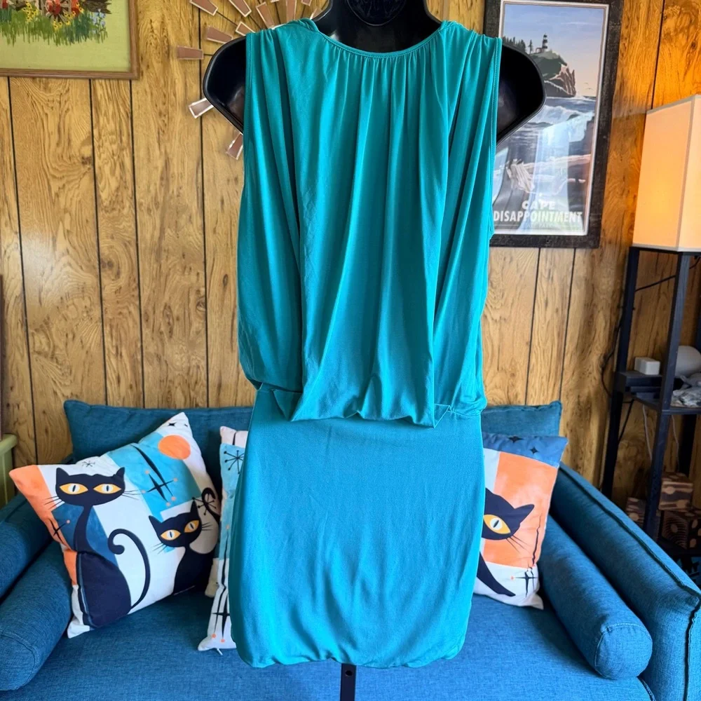 BCBGMAXAZRIA Teal Sleeveless RetrDress - Picture 12 of 12